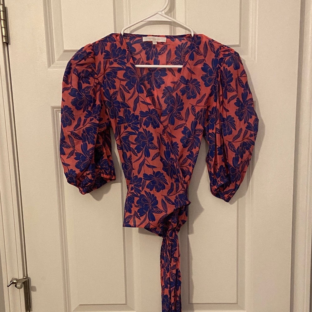 Olivaceous Pink and Blue Floral Blouse